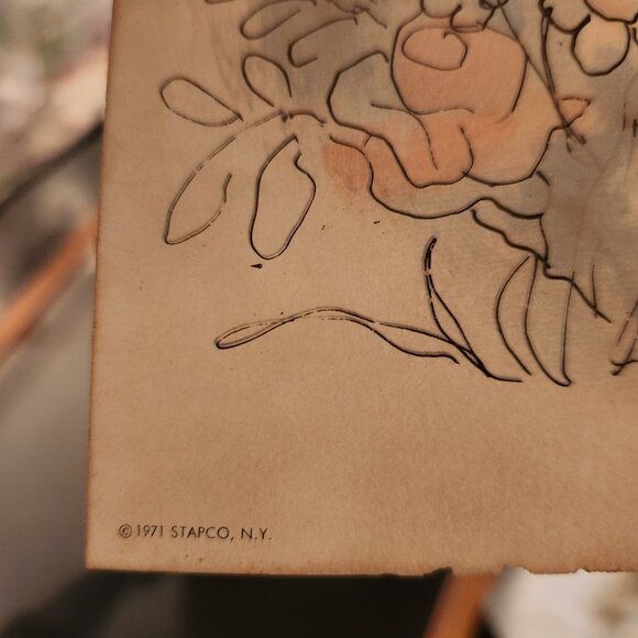 1971 M. Hartnett Framed Lithograph Art Print Girl In Dress With Flowers - Picture 5 of 11